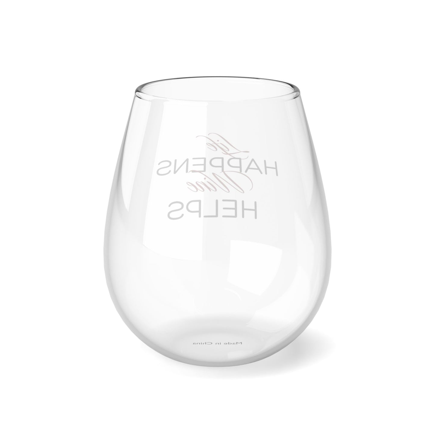 "Life Happens, Wine Helps" In Red Stemless Wine Glass, 11.75oz