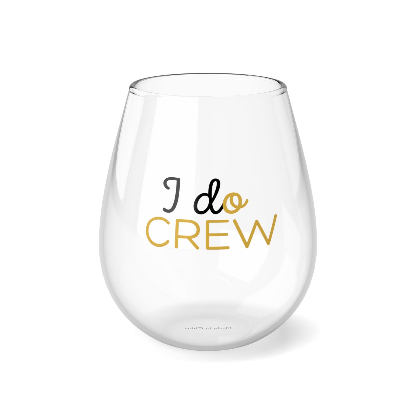 "I Do Crew" in Black & Gold Stemless Cocktail/Wine Glass, 11.75oz