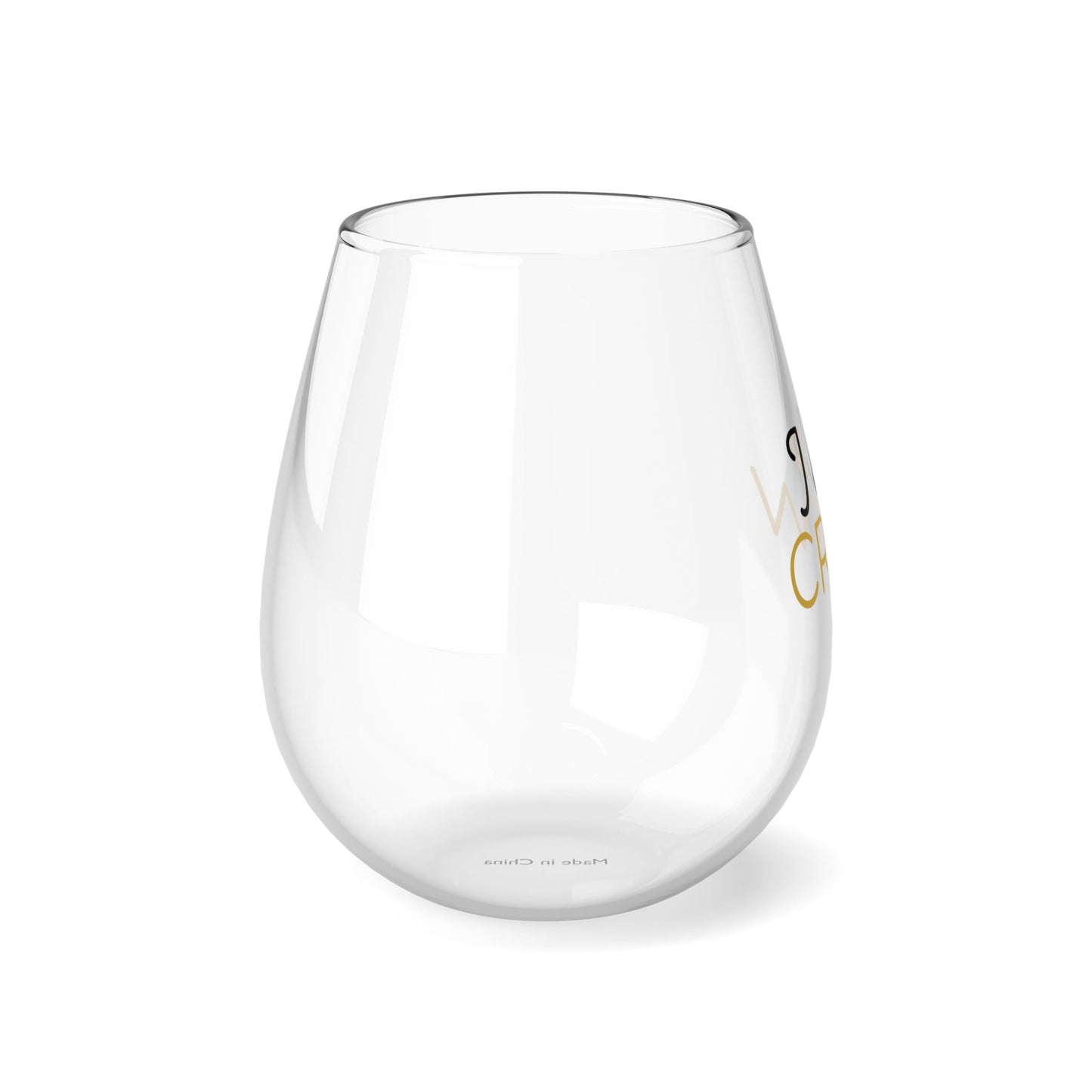 "I Do Crew" in Black & Gold Stemless Cocktail/Wine Glass, 11.75oz