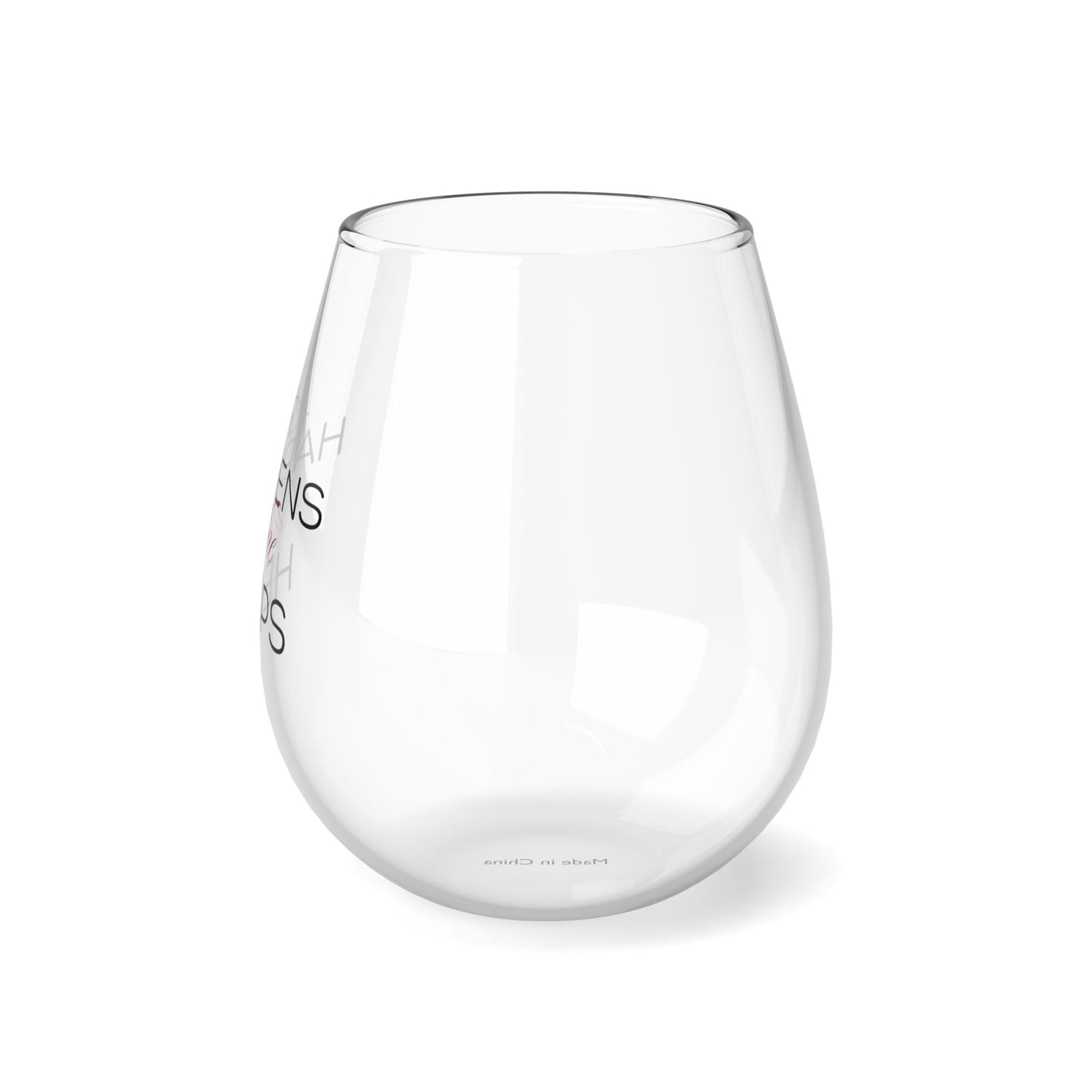 "Life Happens, Wine Helps" In Red Stemless Wine Glass, 11.75oz
