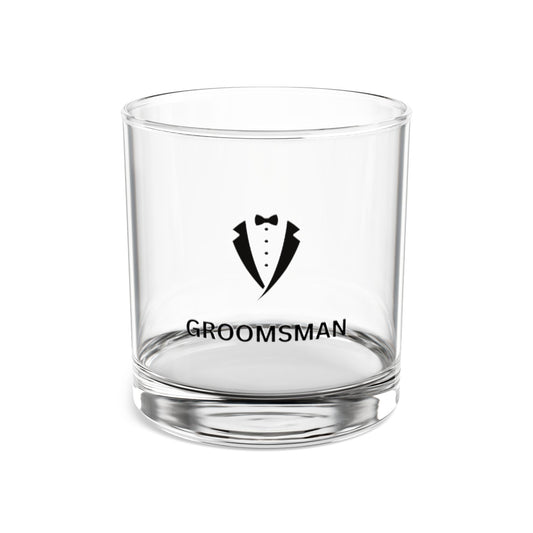 "Groomsman" Black Tux Rocks Glass, 10oz