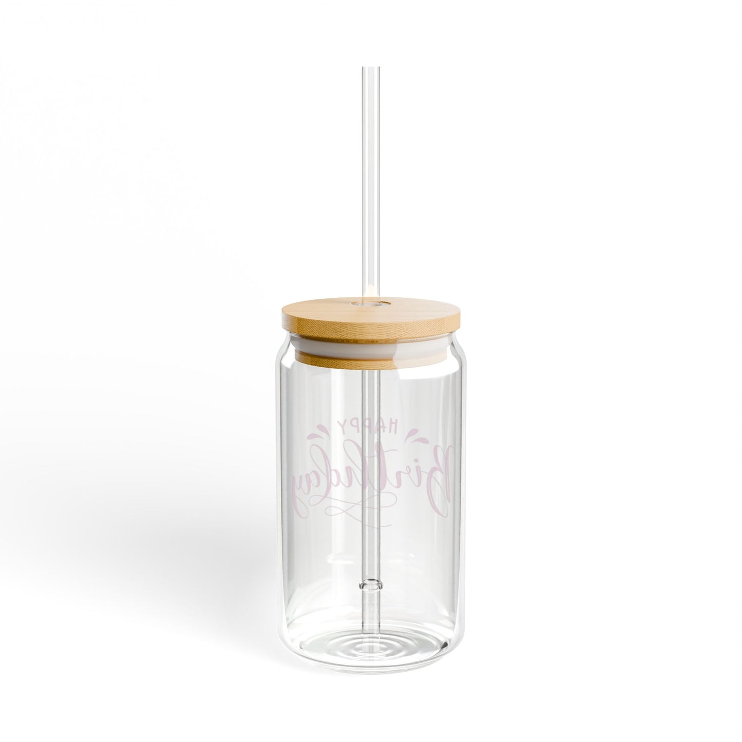 "Happy Birthday" in Pink Sipper Glass, 16oz