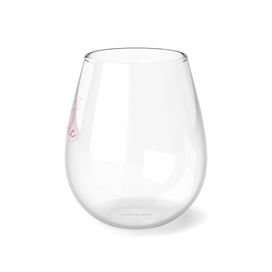 "Bride" in Pink Stemless Cocktail/Wine Glass, 11.75oz