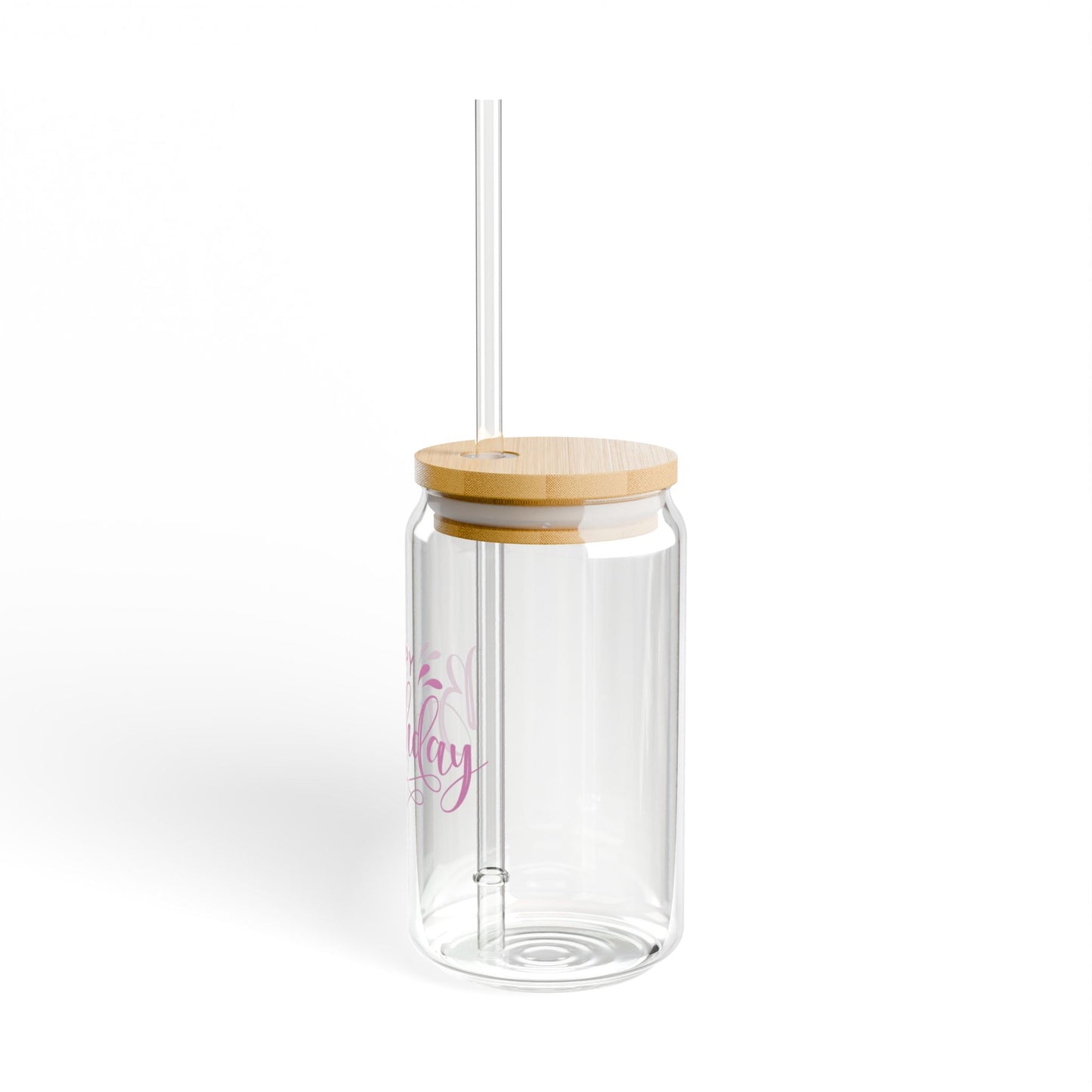 "Happy Birthday" in Pink Sipper Glass, 16oz