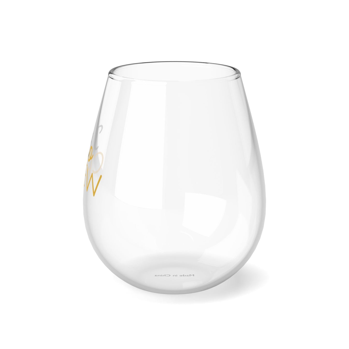 "I Do Crew" in Black & Gold Stemless Cocktail/Wine Glass, 11.75oz