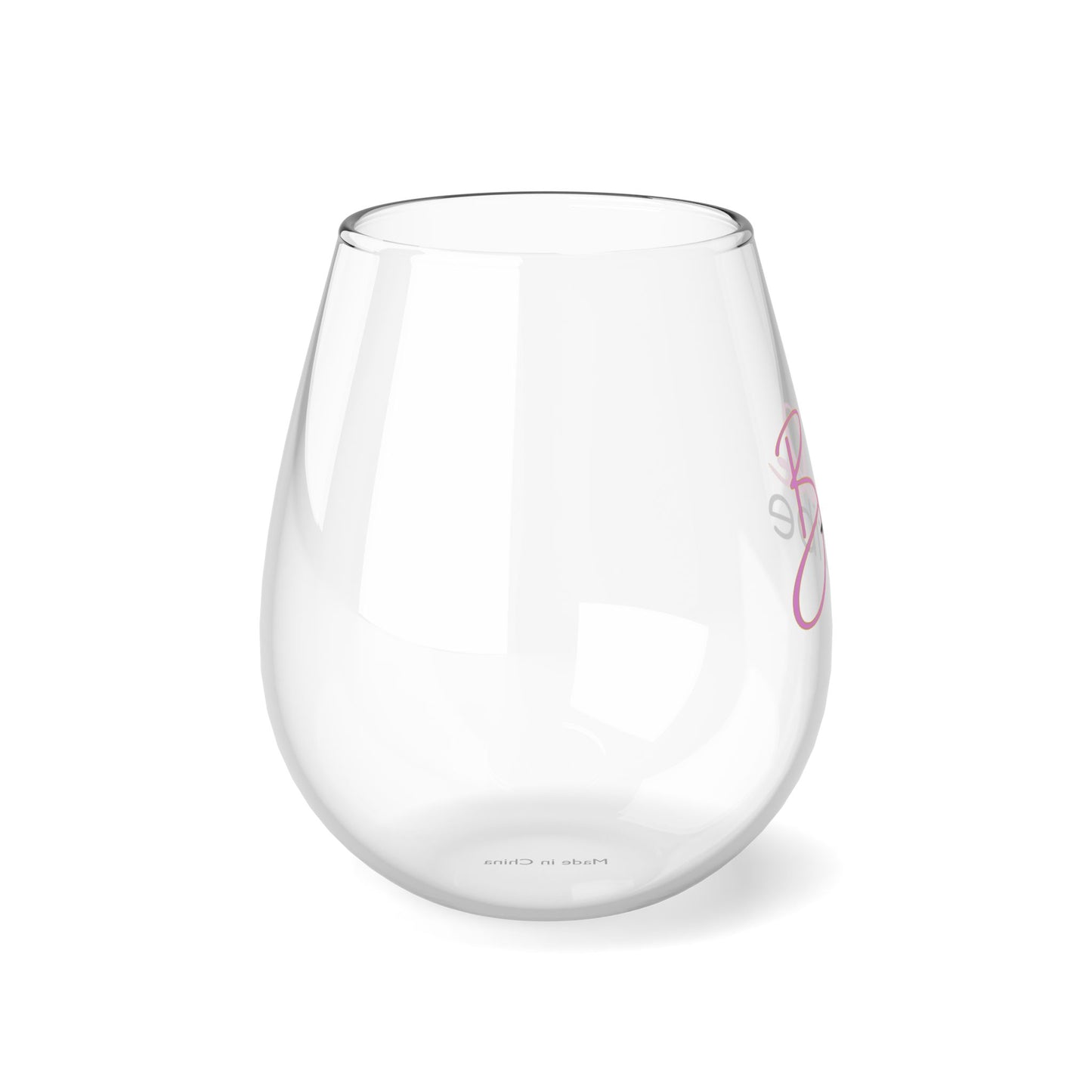 "Bride tribe" In Black and Pink Stemless Cocktail/Wine Glass, 11.75oz