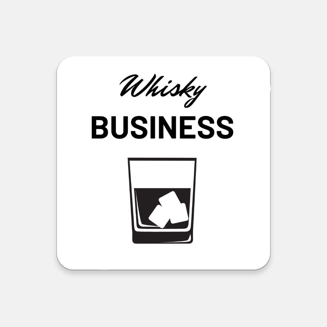 "Whisky Business" In Black Fun & Humorous Cork Back Cocktail Coaster