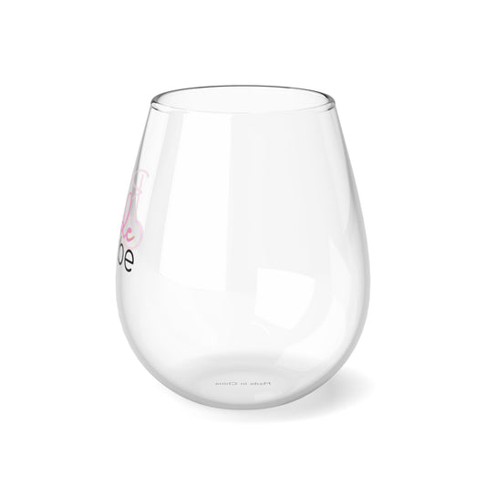 "Bride tribe" In Black and Pink Stemless Cocktail/Wine Glass, 11.75oz
