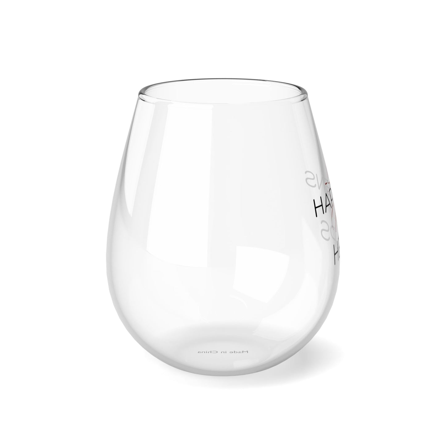 "Life Happens, Wine Helps" In Red Stemless Wine Glass, 11.75oz