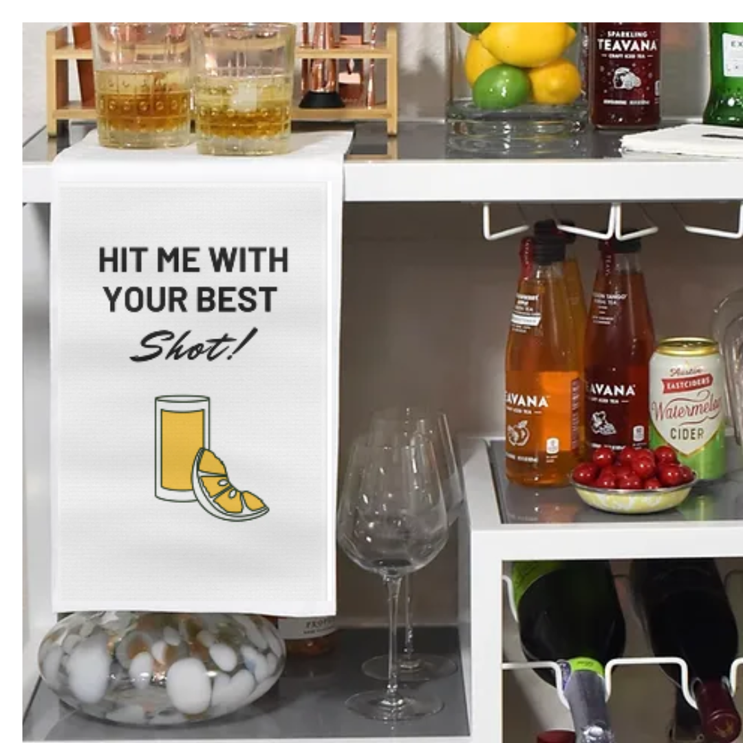 "Hit Me With Your Best Shot" Fun & Humorous Soft Bar Towel