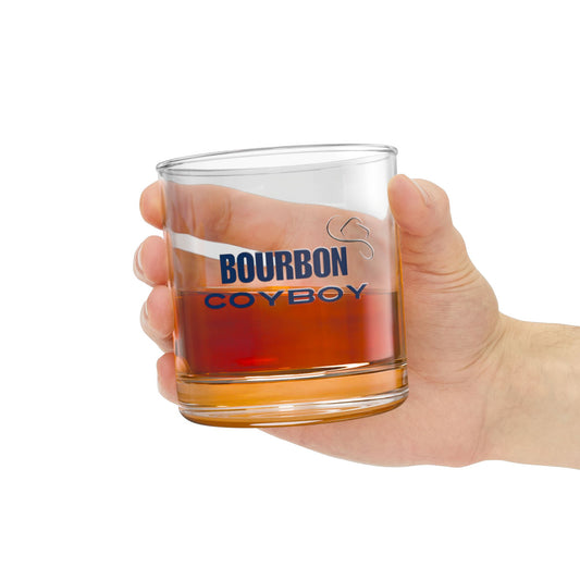 "Bourbon Cowboy" In Navy Blue Rocks Glass, 10oz