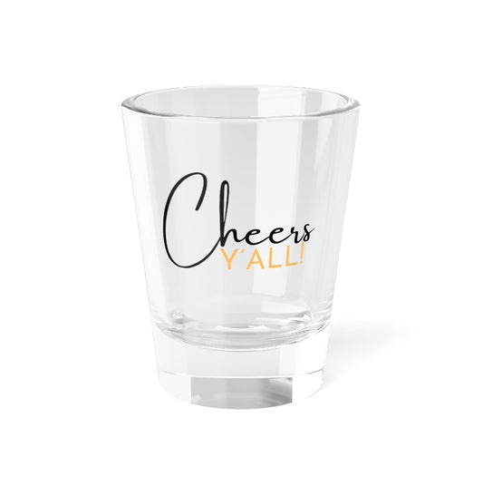 "Cheers Y'All" In Black and Gold Shot Glass, 1.5oz