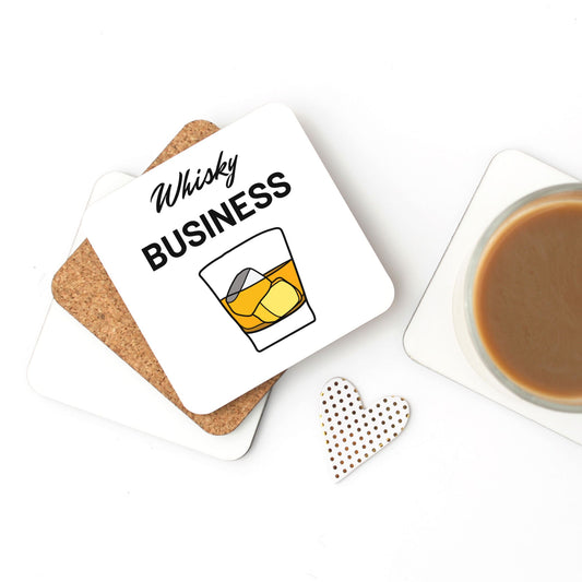 "Whisky Business" Fun & Humorous Cork Back Cocktail Coaster