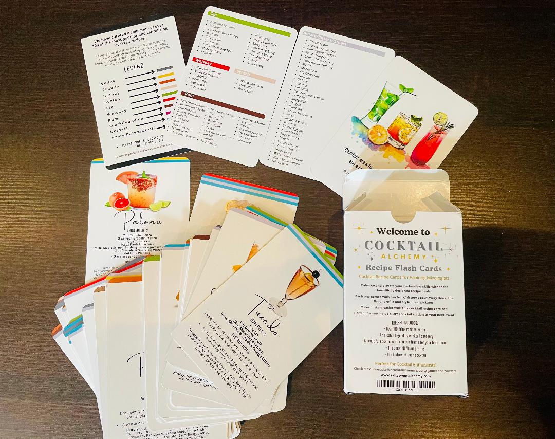 Cocktail Alchemy Recipe Cards Set - 100+ Premium Bartender Flashcards