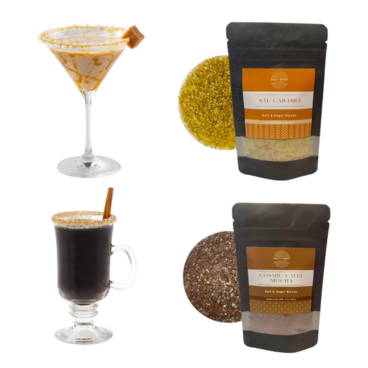 Premium Salt & Sugar Blends Bundle -Pack of 2, Chocolate - Coffee & Caramel Blends - Rich & Unique