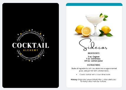 Cocktail Alchemy Recipe Cards Set - 100+ Premium Bartender Flashcards